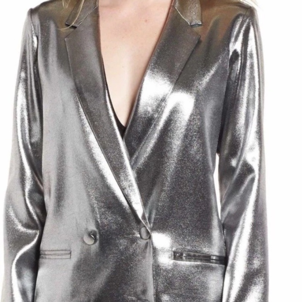Top Shop Topshop Metallic Double Breasted Blazer Jacket Women’s US Size 6